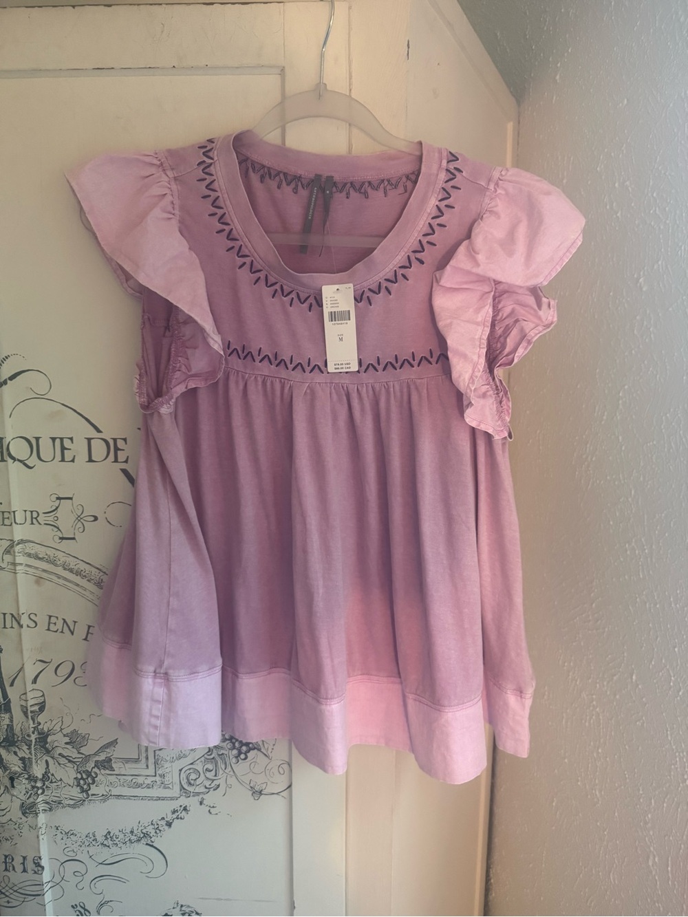 NWT Anthropologie Pintuck Flutter Sleeve Top - Picture 3 of 15